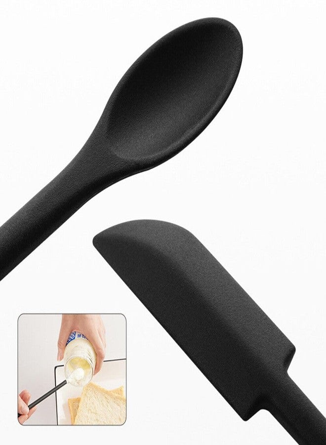 Onprix 2 in 1 Mini Silicone Spatula Spoon Last Drop Bottle Scraper for Jar Cosmetic Tool Kitchen Accessories (Black Color, 3 Pcs) - Image 4